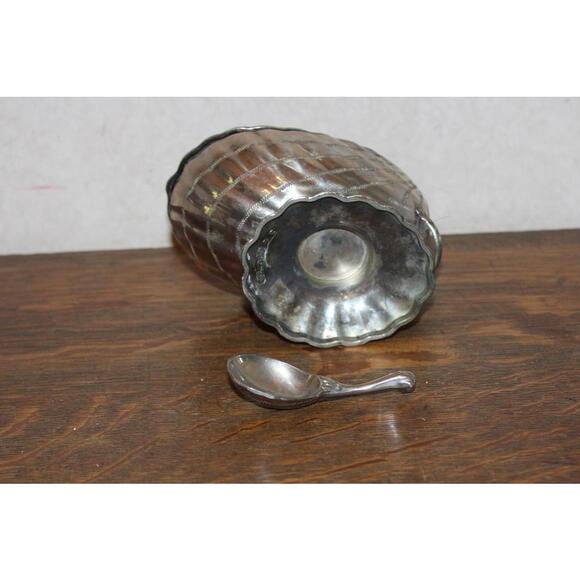 Vintage Corbell and Company Silverplate Peacock Sugar Bowl and Spoon - Picture 5 of 6